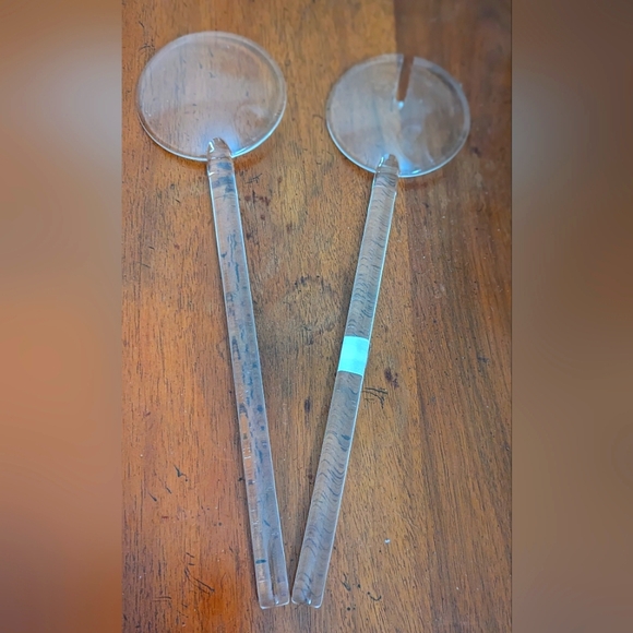 Acrylic clear MCM style salad serving utensils Italy - Picture 4 of 4